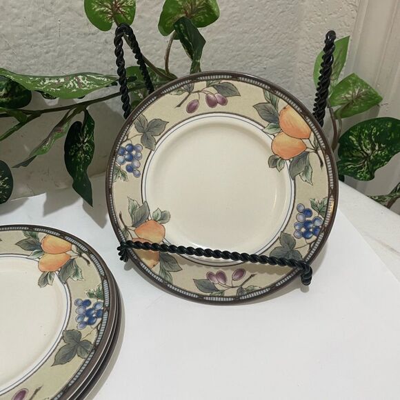 Set Of 3 Mikasa Intaglio Garden Harvest Bread Plates 6.5” CAC29 Fruit Pattern - Picture 3 of 5